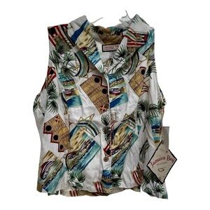 Jamaica Bay Tropical Print Sleeveless Top